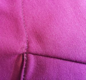 Detailansicht Taschenbeutel, Leistenstreifen angenäht