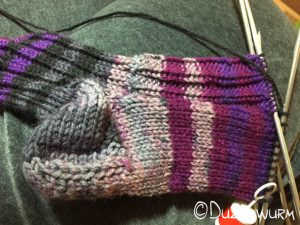 Fußteil am Stricken
